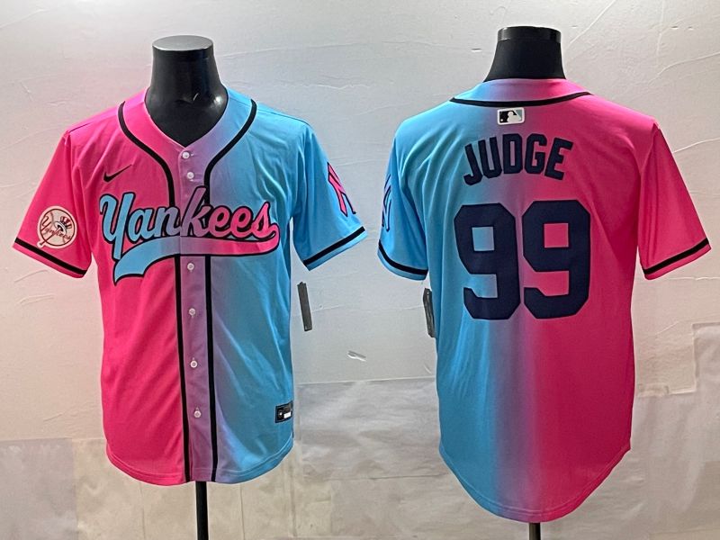 Men New York Yankees #99 Judge Blue pink Game 2025 Nike MLB Jersey style 006->new york yankees->MLB Jersey